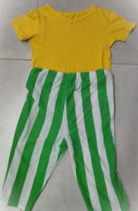 Kids Costumes to Hire - Yellow Tshirt (6 Years)  & Green Stripe Pants - CHILD